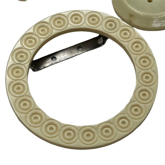 6 Vintage Ivorite Buttons Buckle/Slide Celluloid Bakelite Fashion Clothing - Picture 2 of 11